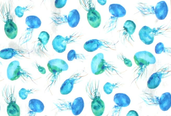 Linen fabric Watercolor Jellyfish