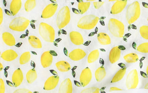 Linen fabric Watercolor Lemons