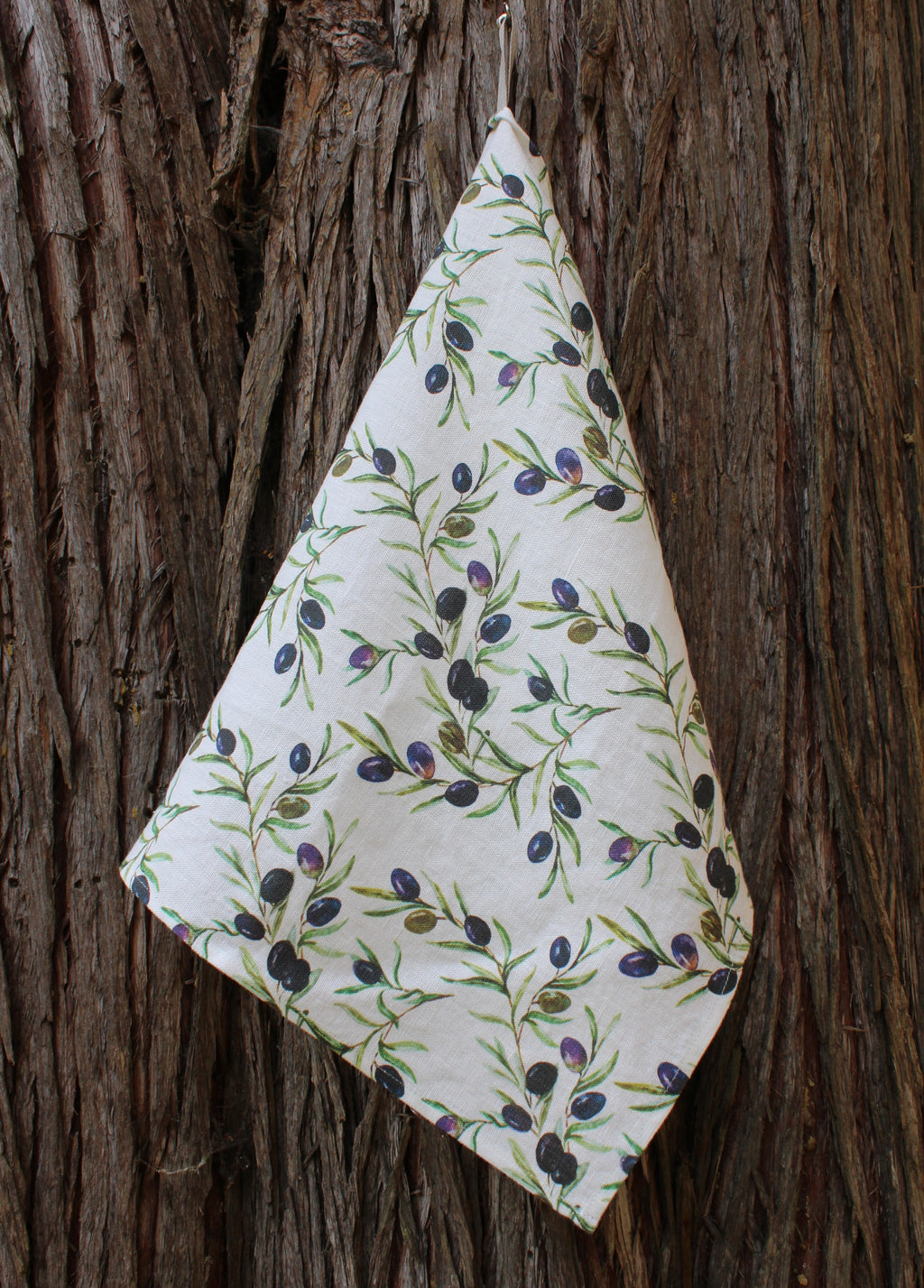 Linen Tea Towel Watercolor Olives
