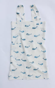 Linen cross back apron Blue Whale