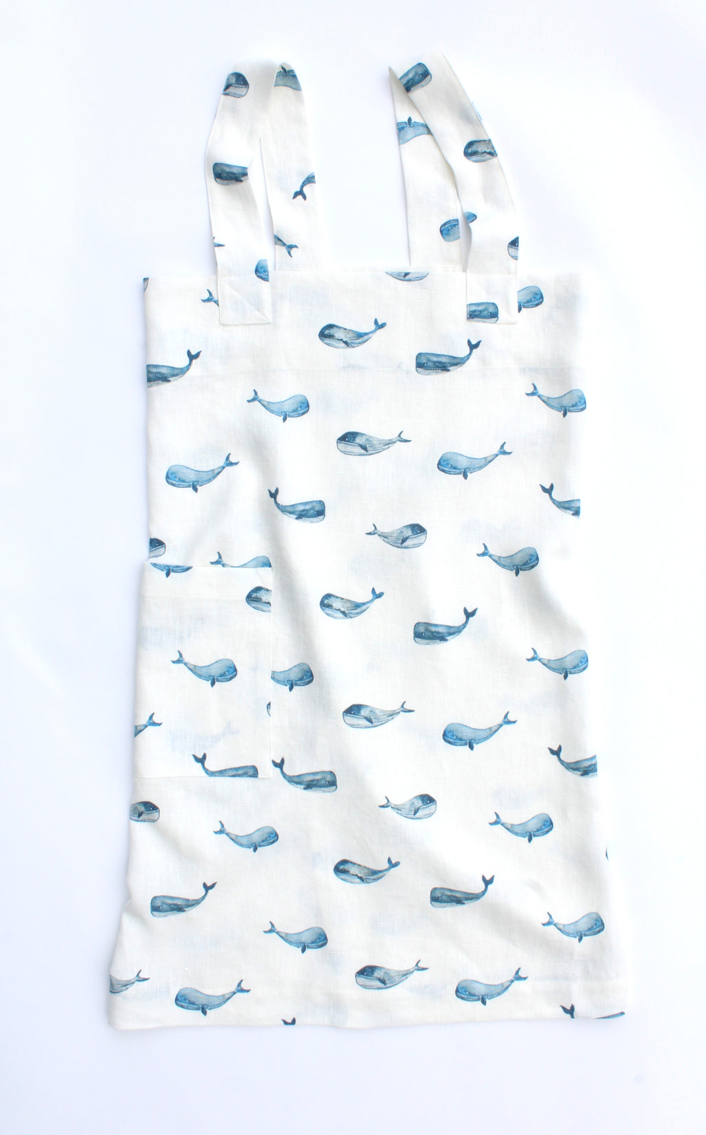 Linen cross back apron Blue Whale