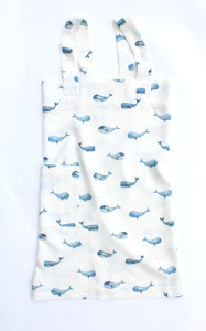 Linen cross back apron Blue Whale