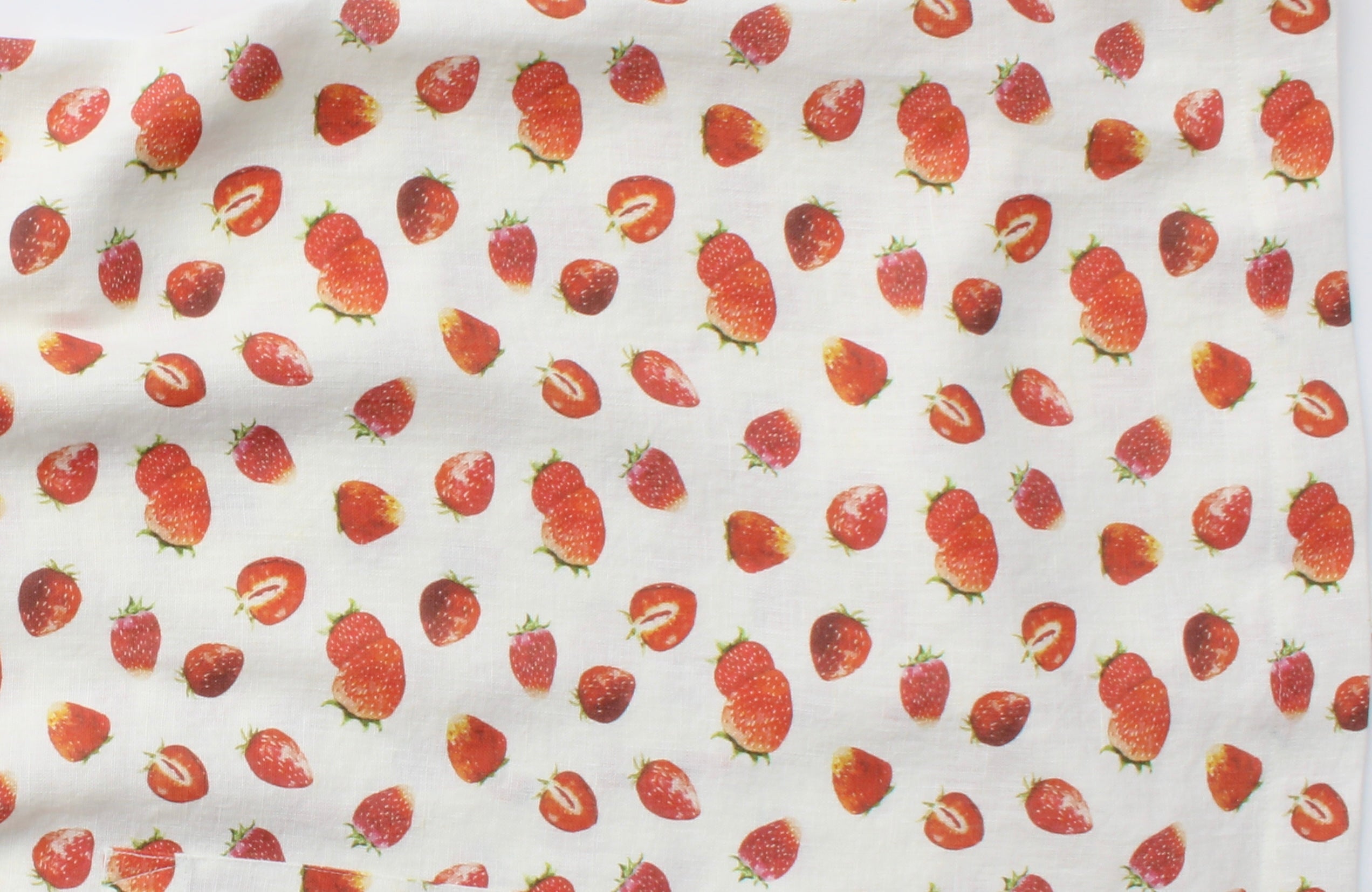 Linen fabric Watercolor Strawberries