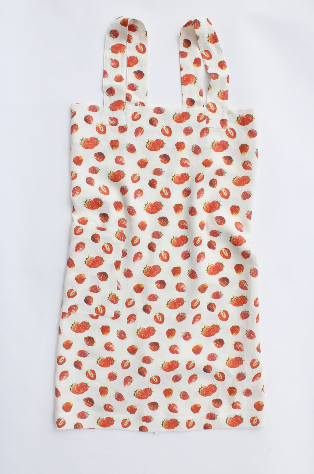 Linen cross back apron Watercolor Strawberries