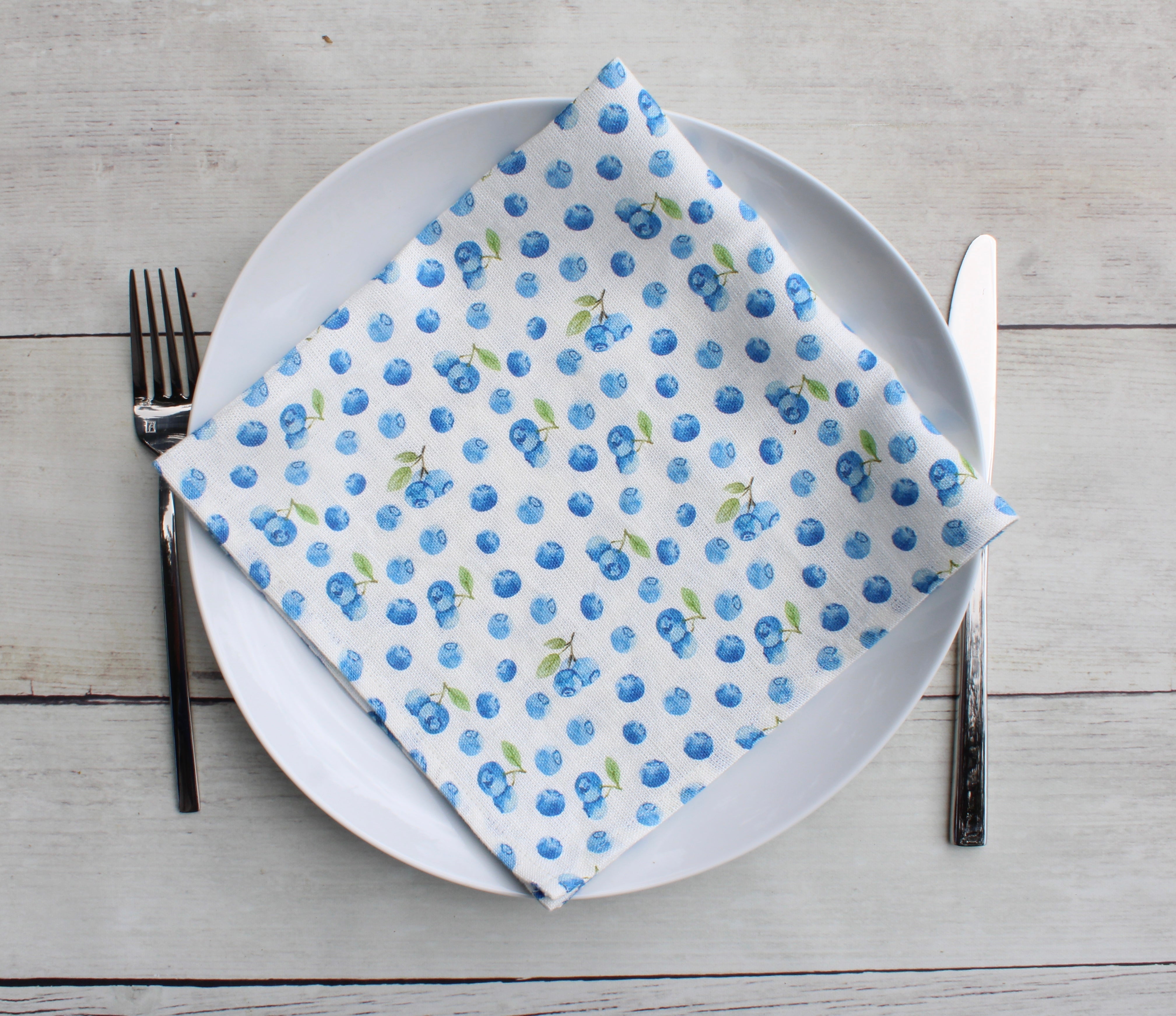 Linen napkin Watercolor Blueberries