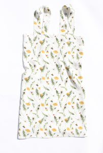 Linen cross back apron Dandelion Bloom