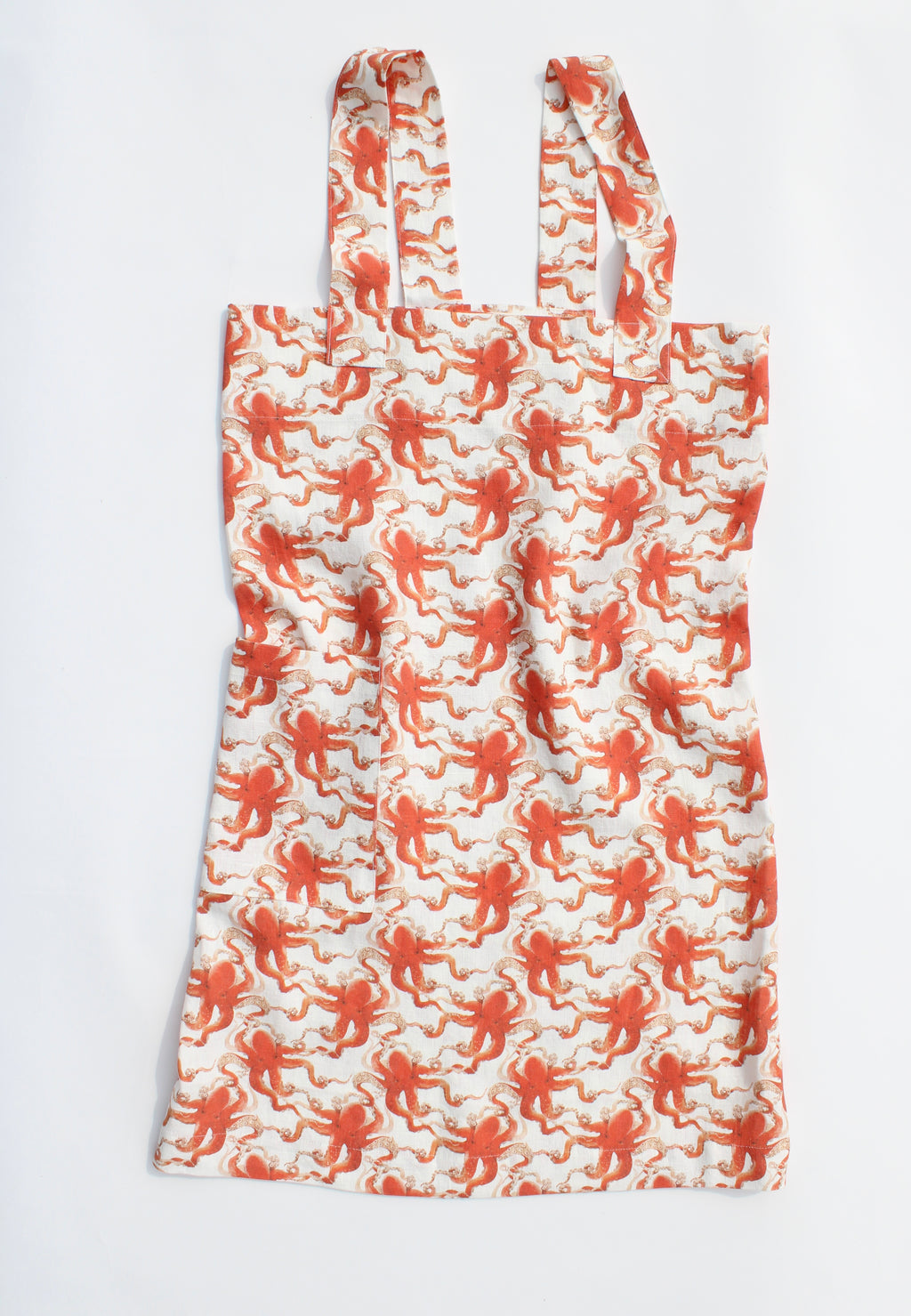 Linen cross back apron Red Octopus