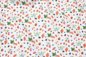 Linen fabric Watercolor Berries & Walnuts