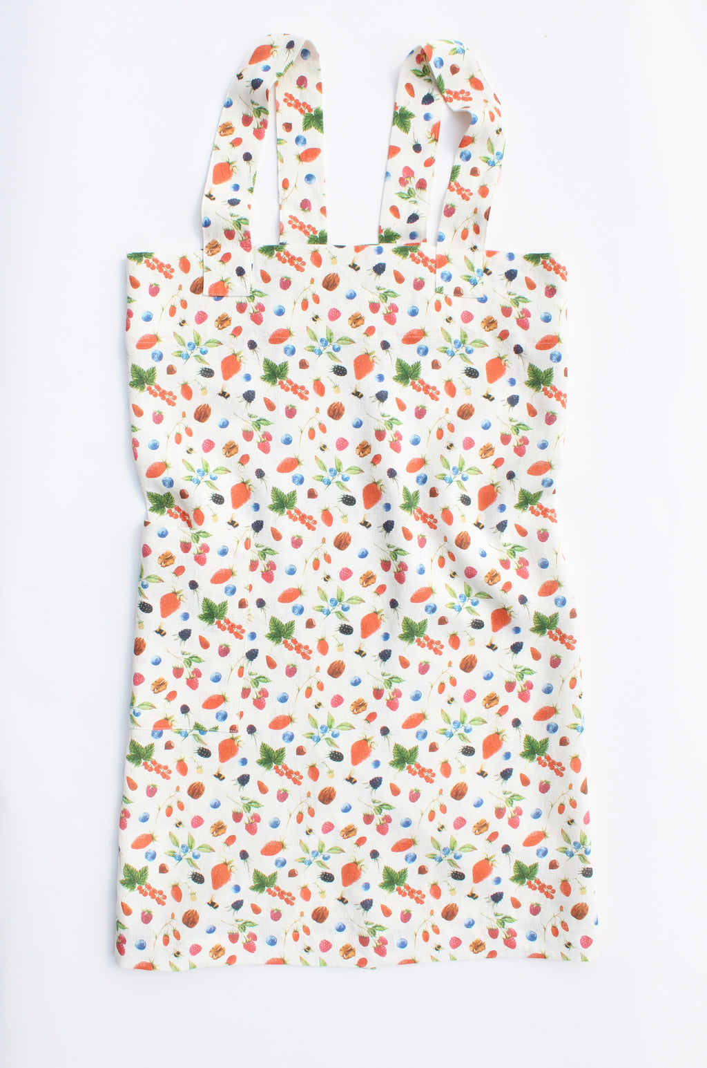Linen cross back apron Watercolor Berries