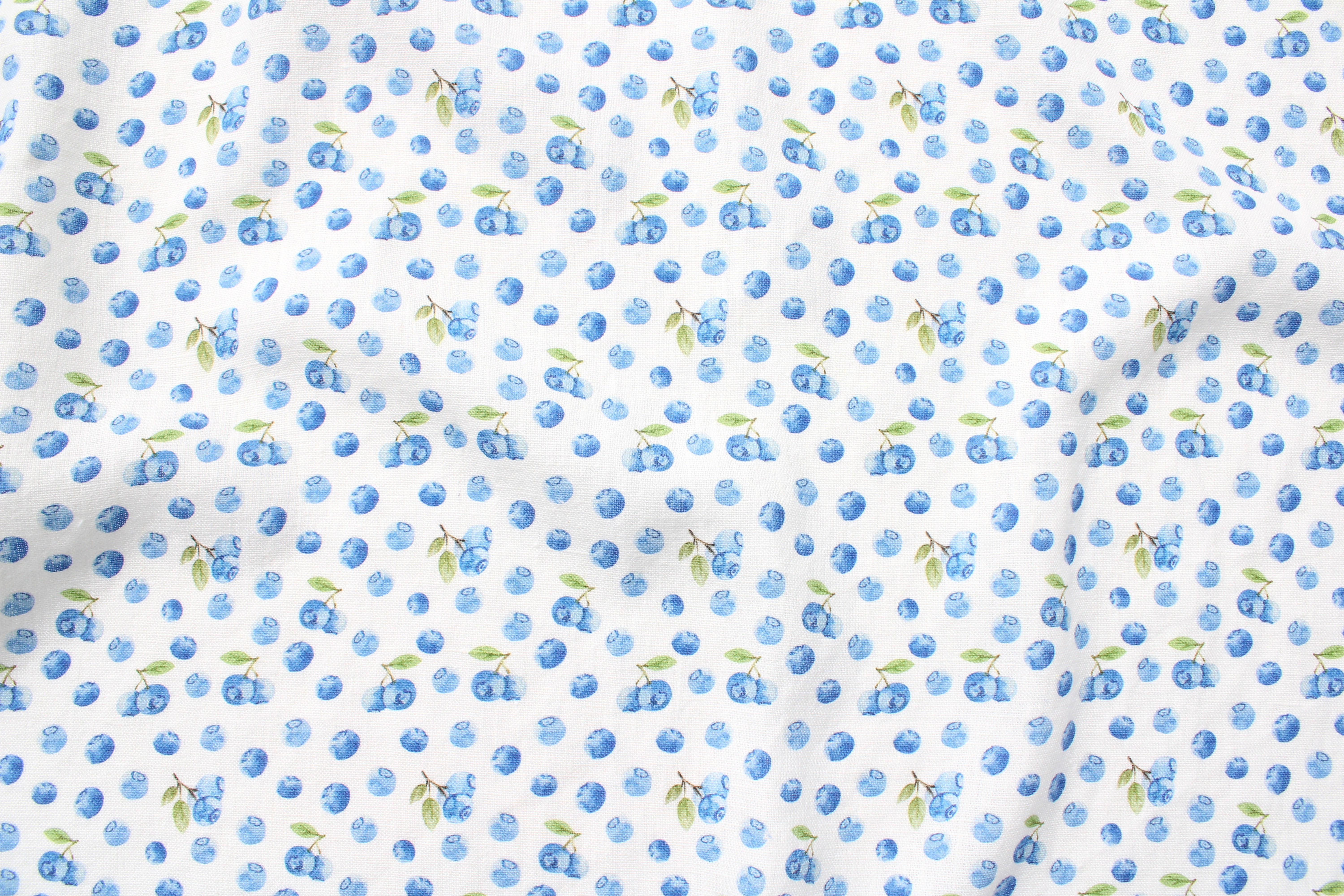 Linen fabric Watercolor Blueberries