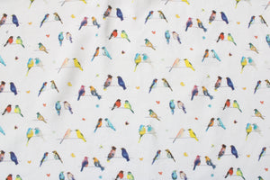Linen fabric Watercolor Birds