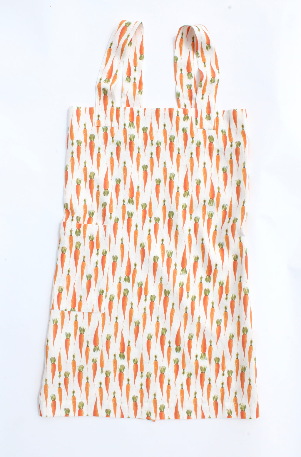 Linen cross back apron Watercolor Carrots
