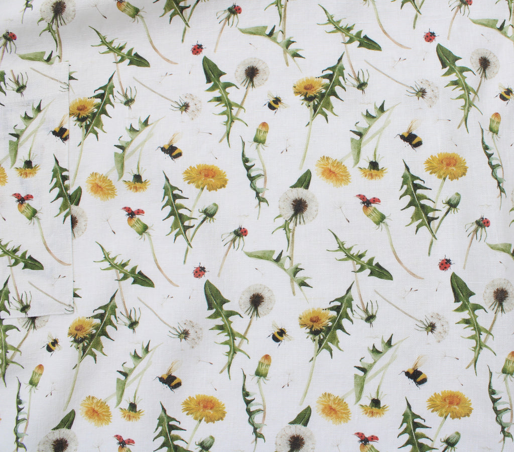 Linen fabric Watercolor Dandelion Bloom