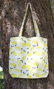 Linen Tote Bag Watercolor Lemons
