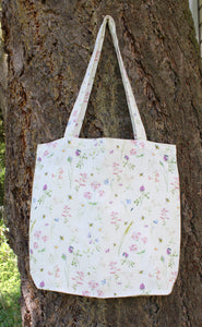 Linen Tote Bag Bees & Wildflowers
