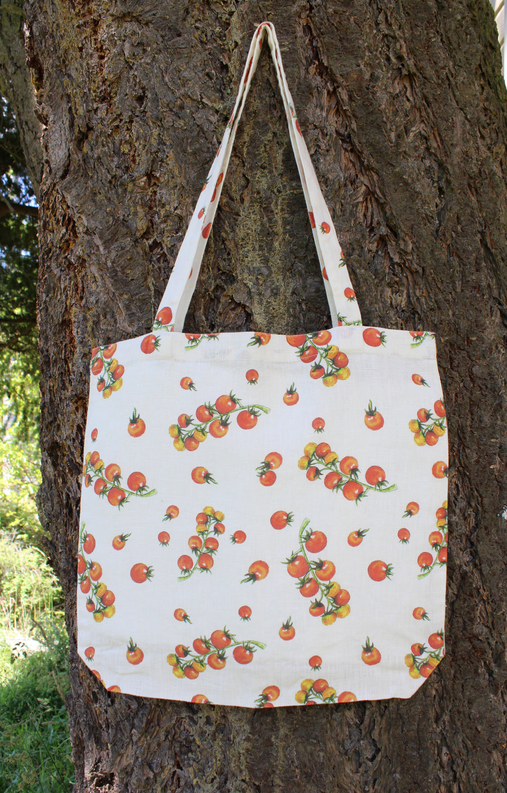 Linen Tote Bag Watercolor Tomatoes