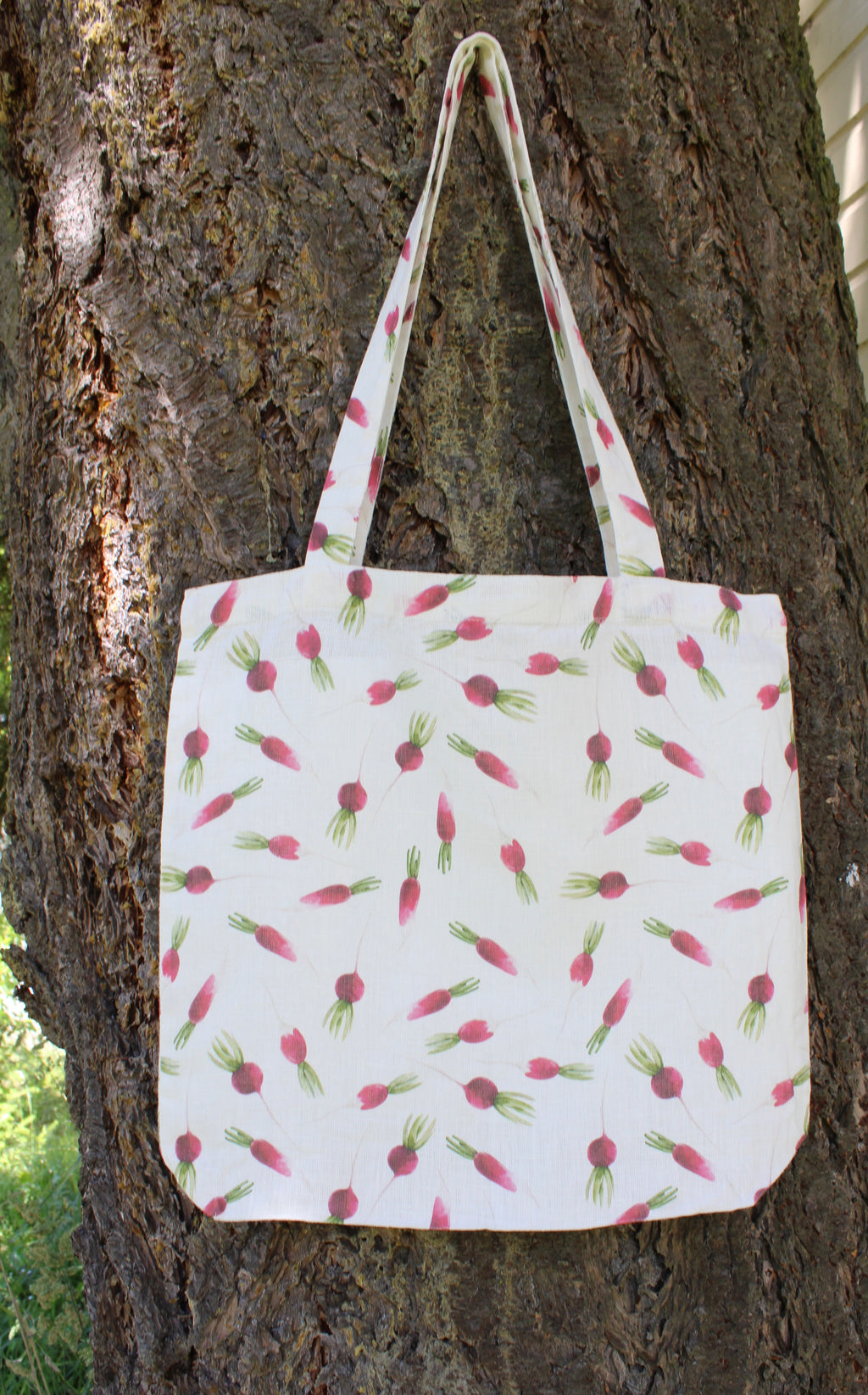 Linen Tote Bag Watercolor Radishes