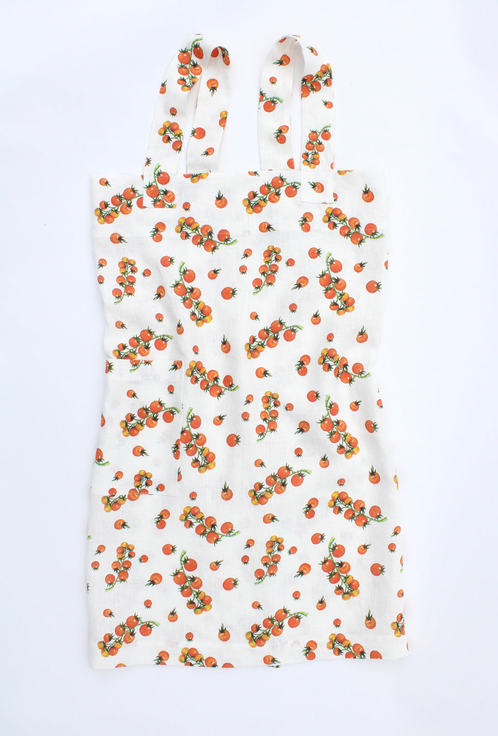 Linen cross back apron Watercolor Tomatoes