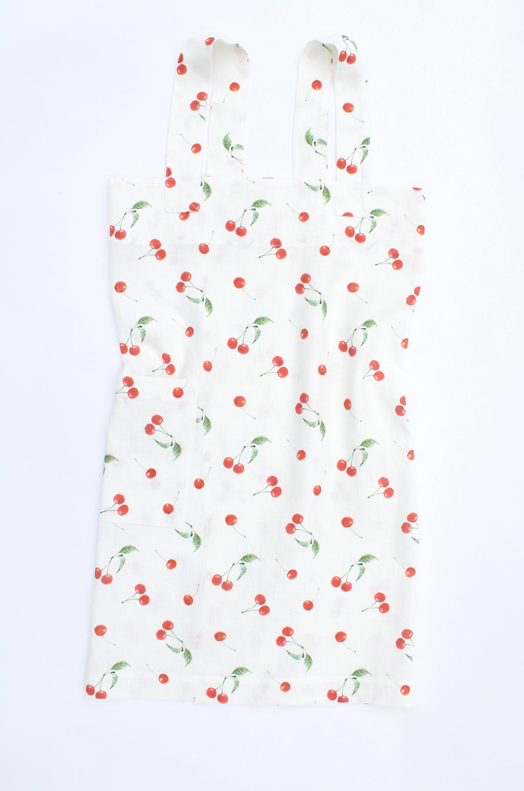 Linen cross back apron Watercolor Cherries