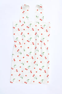 Linen cross back apron Watercolor Cherries