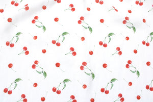 Linen cross back apron Watercolor Cherries