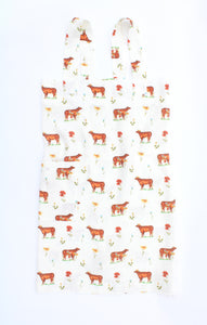 Linen cross back apron Flower Cow