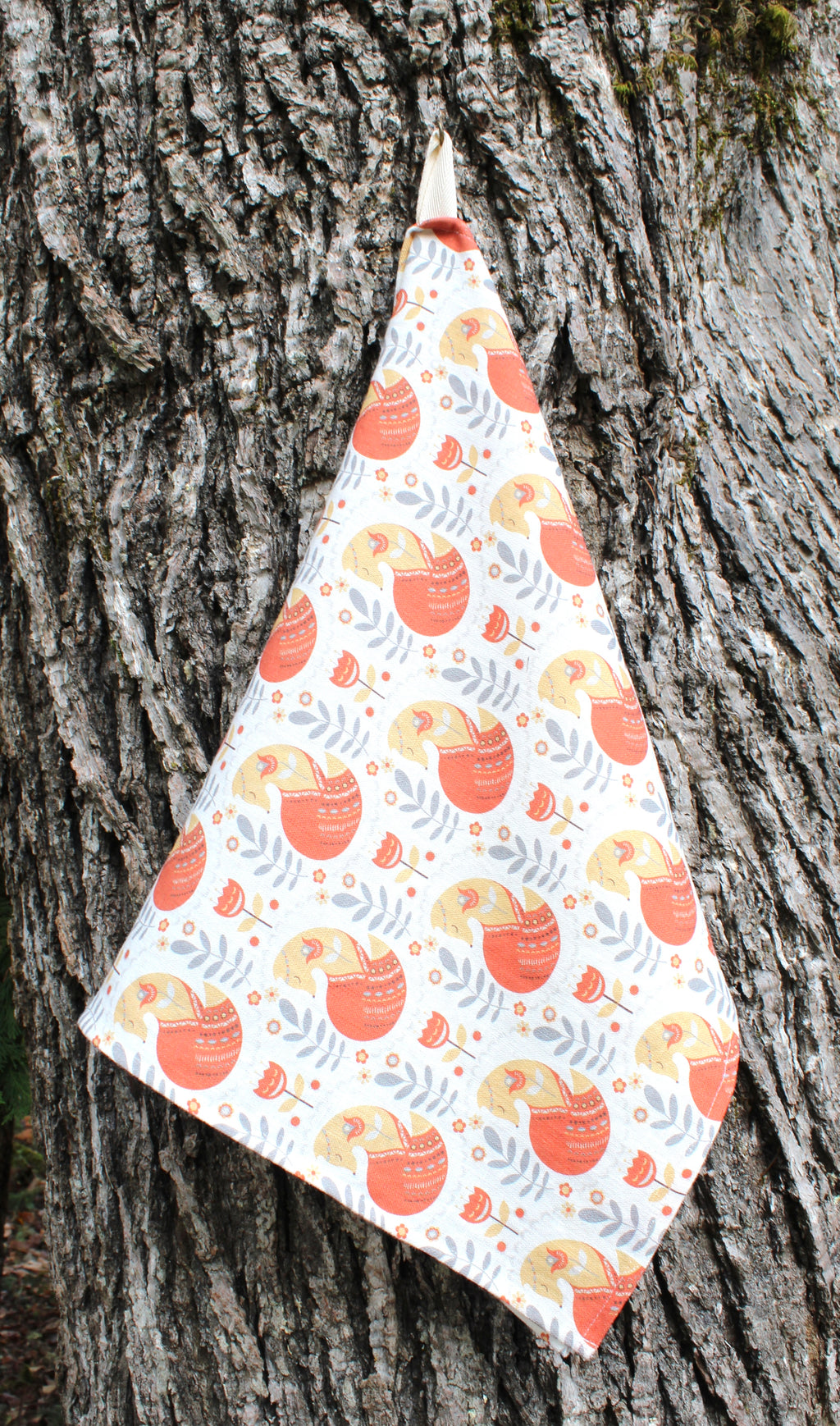 Linen Tea Towel Foxes Nordic Motif