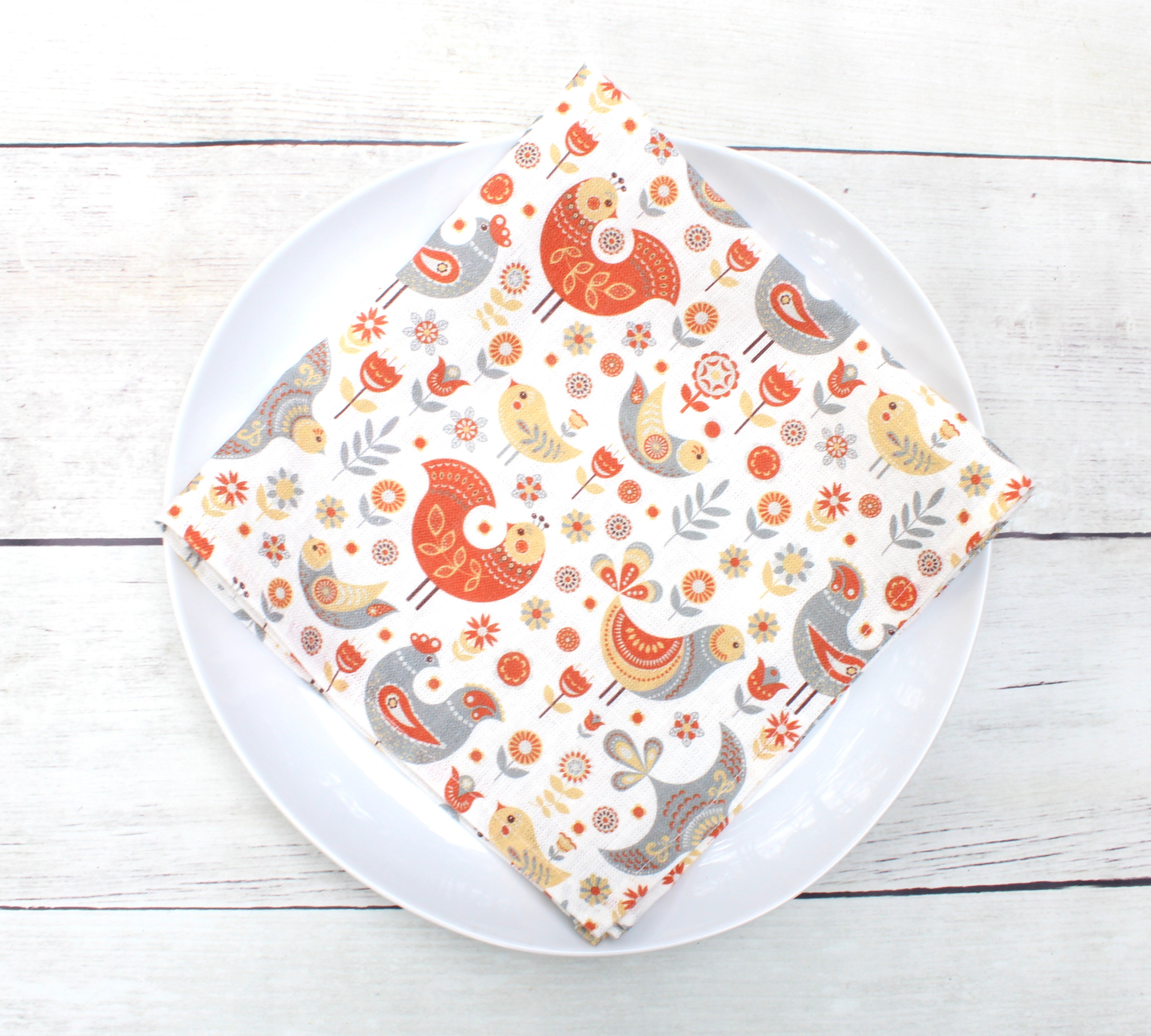 Linen napkin Nordic Birds