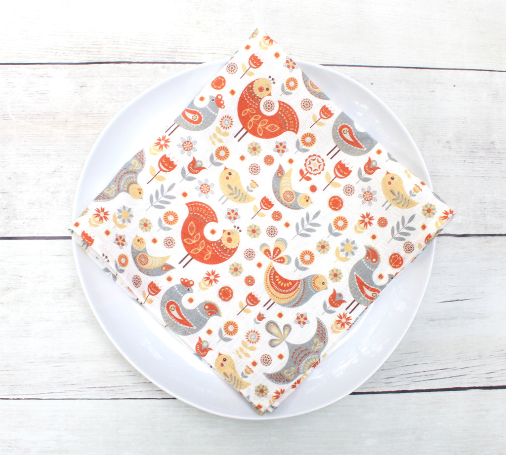 Linen napkin Nordic Birds