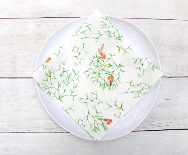 Linen napkin Winter Birds