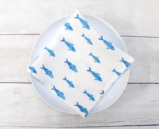 Linen napkin Blue Fish