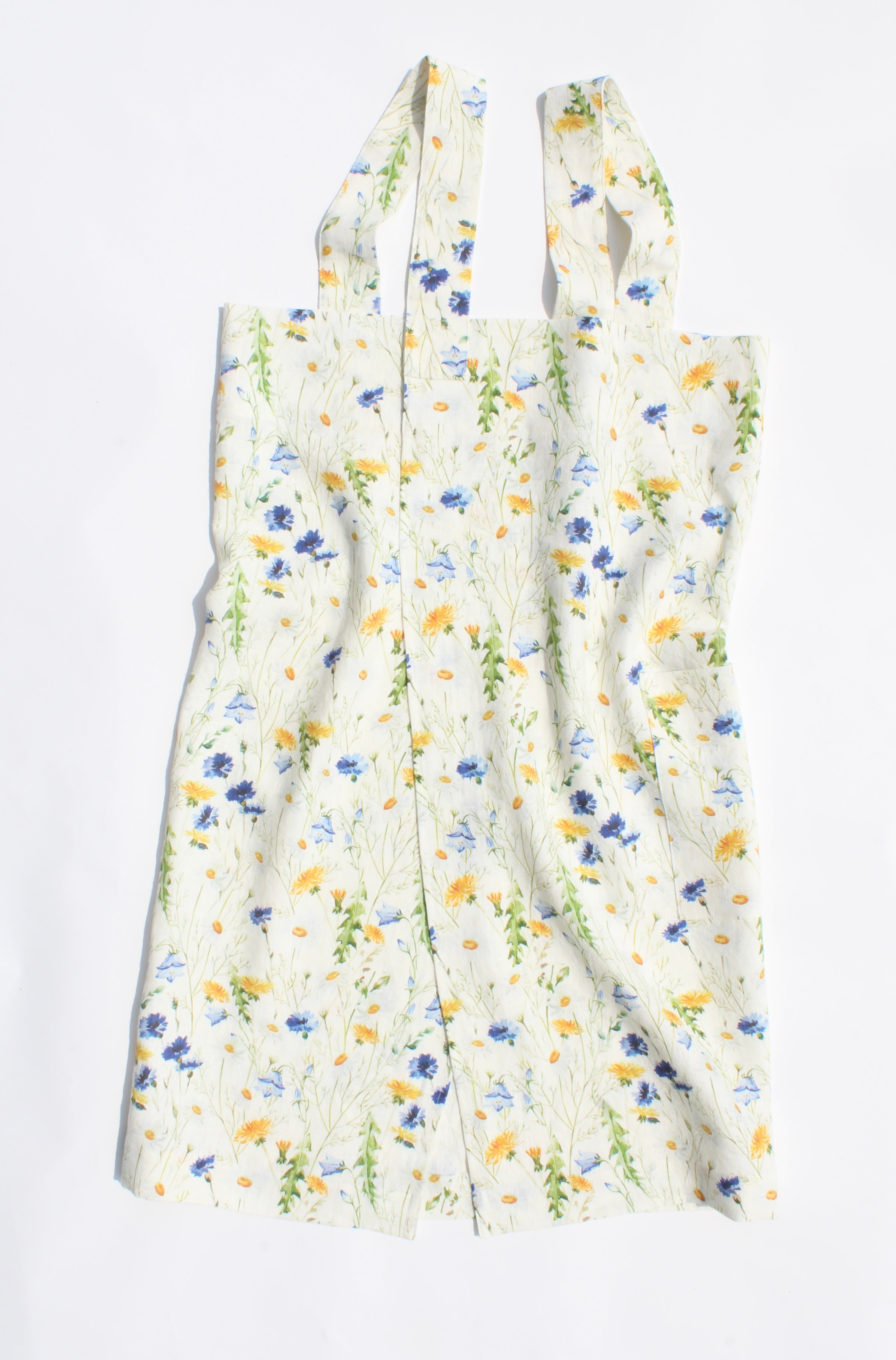 Linen cross back apron Wildflower Field