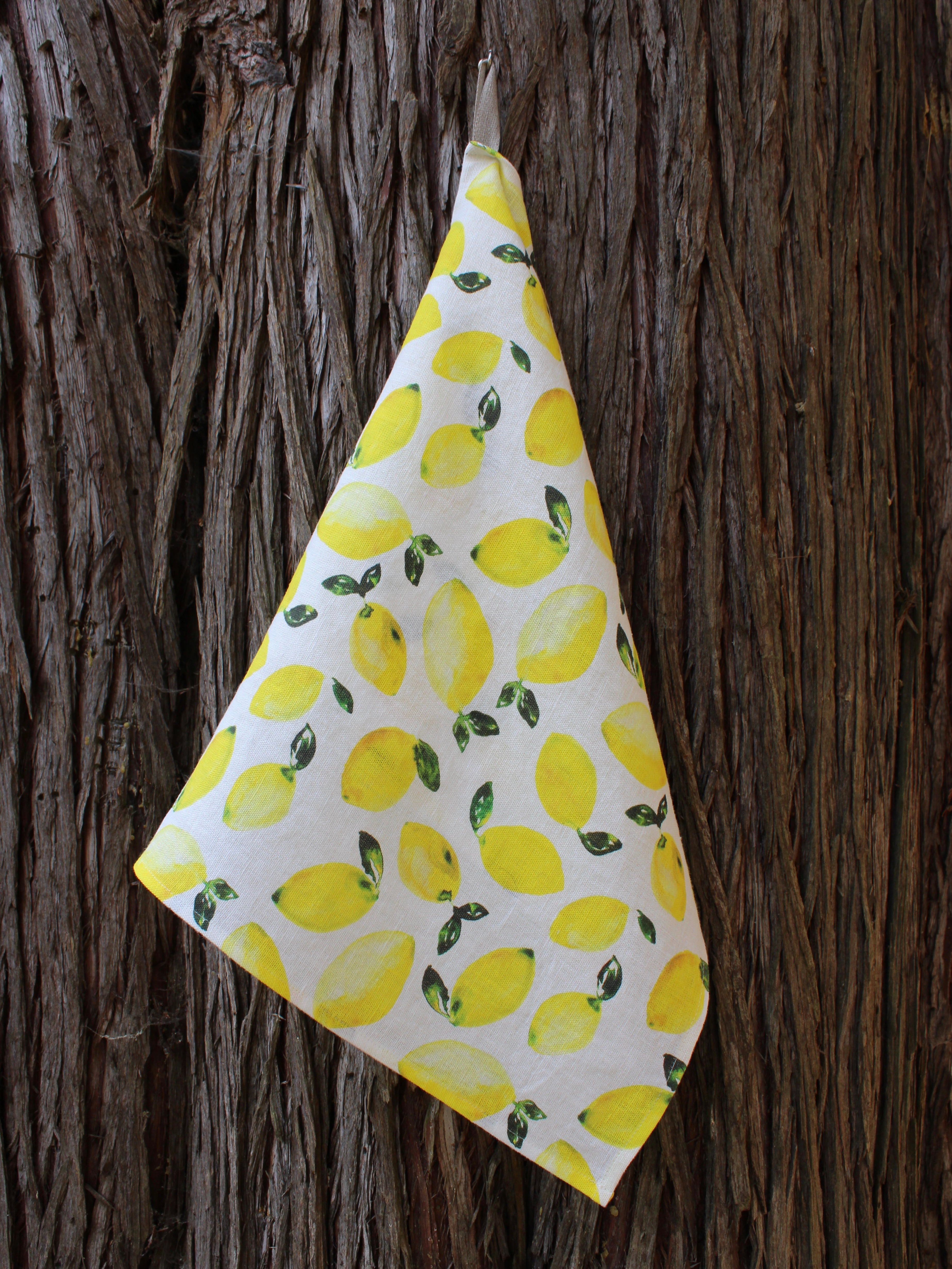 Linen Tea Towel Watercolor Lemons