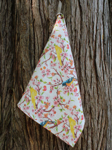 Linen Tea Towel Cherry Blossom Birds