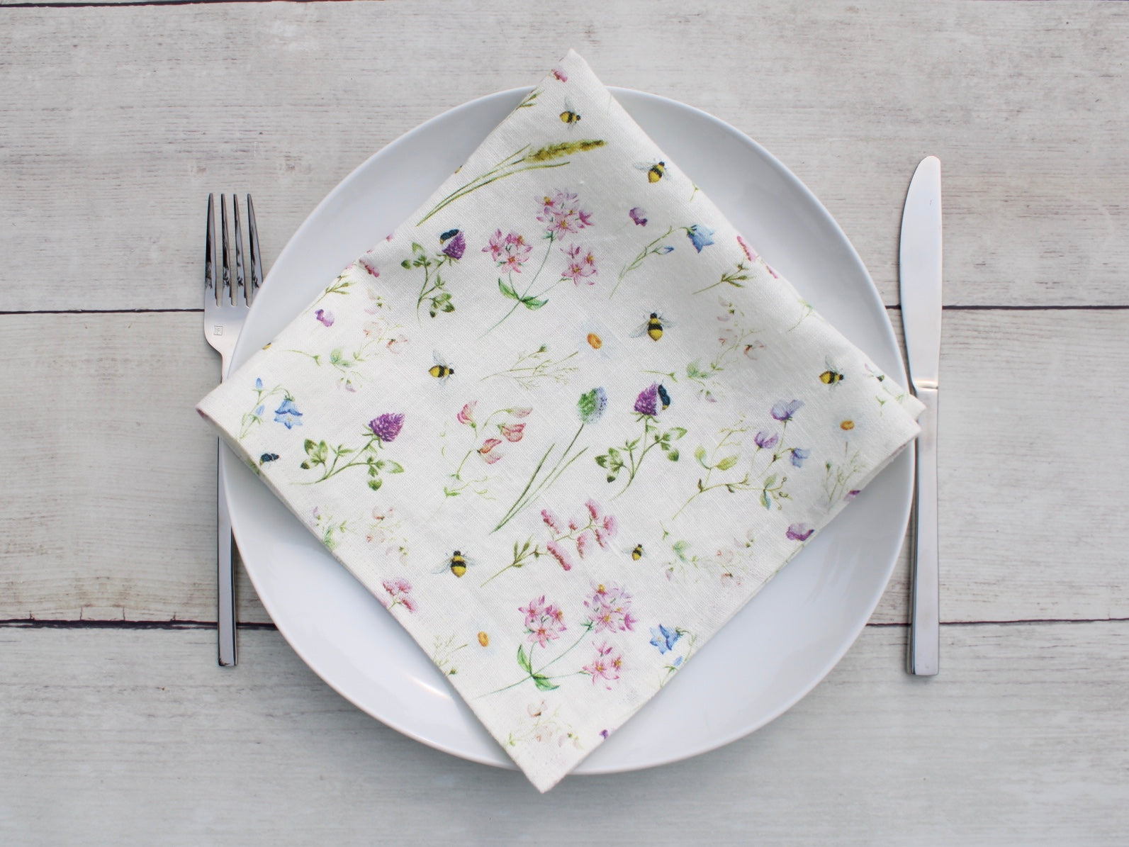 Linen napkin Bees and Wildflowers