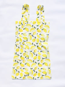 Linen cross back apron Watercolor Lemons