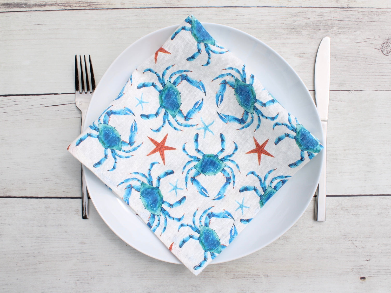 Linen napkin Watercolor Blue Crab