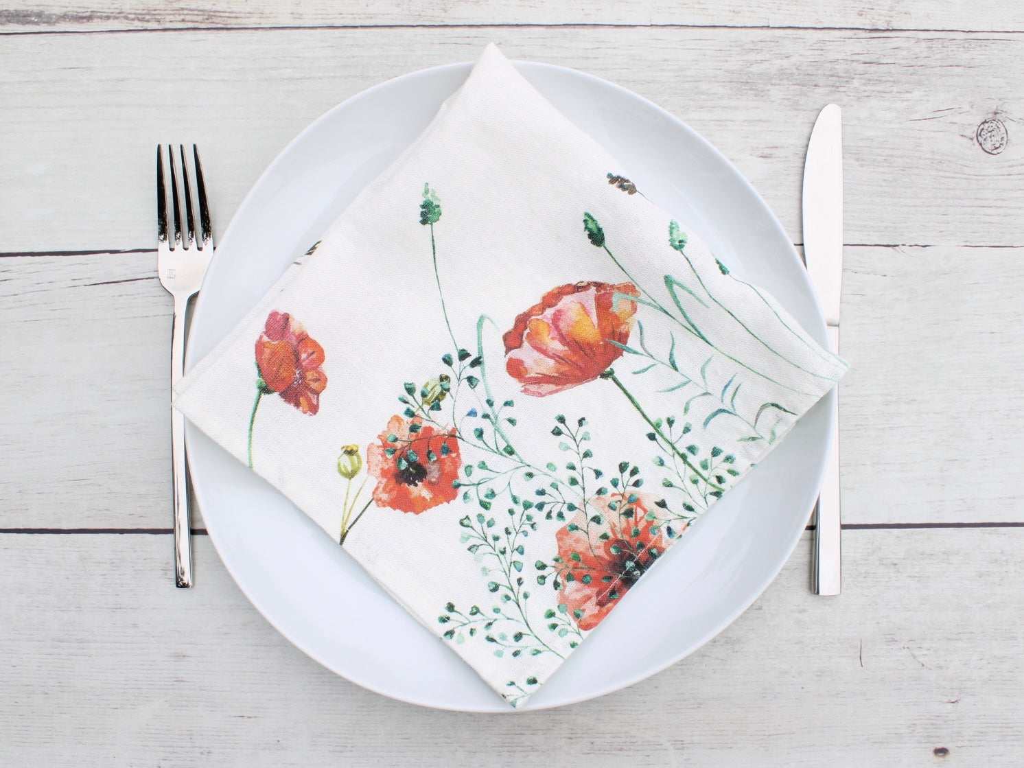 Linen napkin Watercolor Poppies