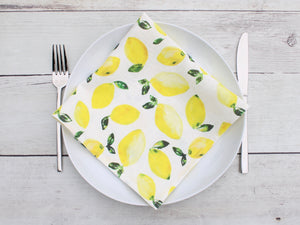 Linen napkin Pink Watercolor Lemons