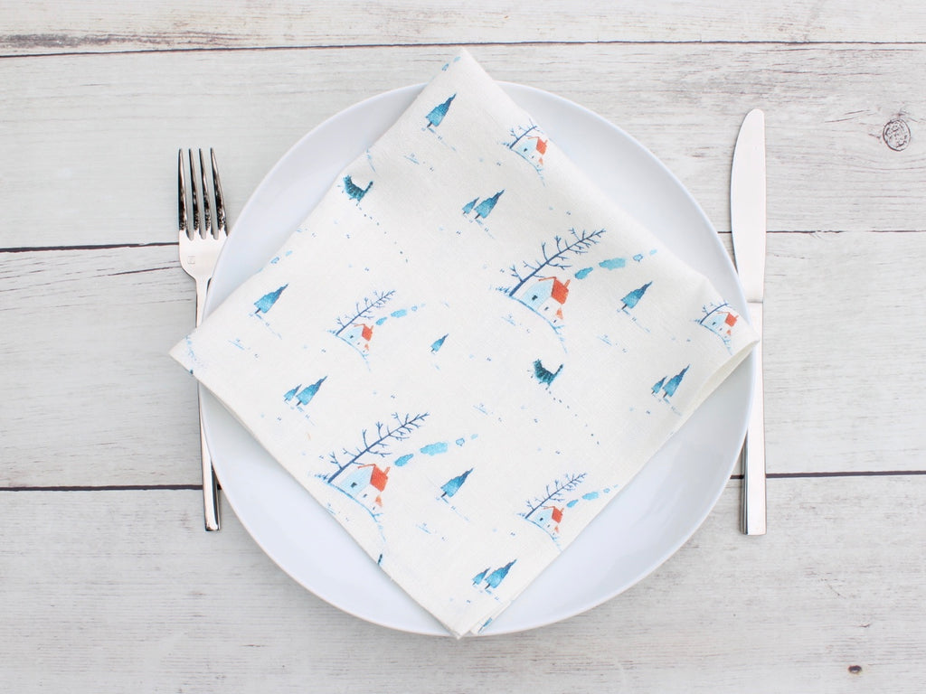 Linen napkin Snow Winter