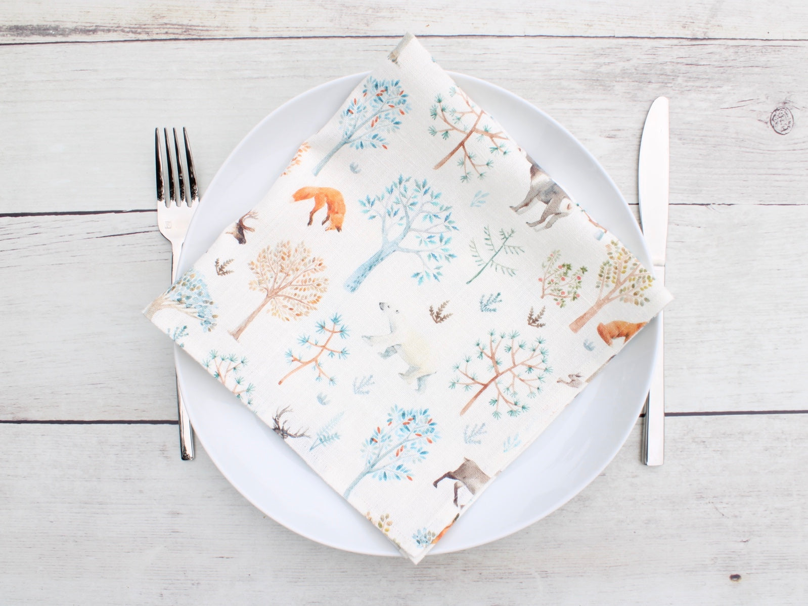 Linen napkin Winter Forest