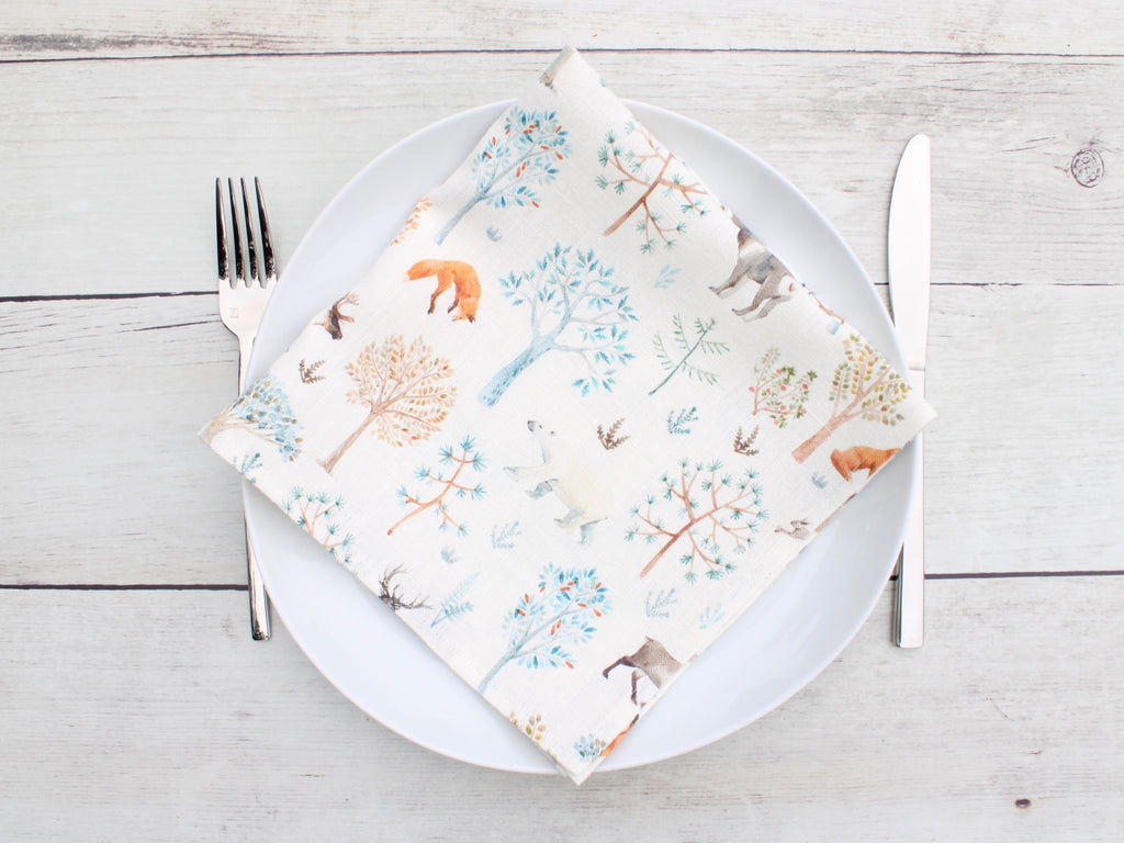 Linen napkin Winter Forest