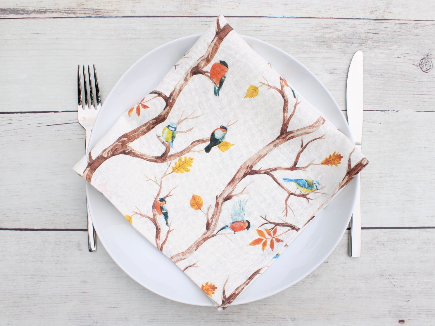 Linen napkin Watercolor Birds