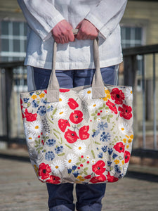Linen Handbag "Poppy Meadow"