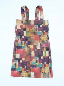 Linen cross back apron Paul Klee Red-Green and Violet-Yellow Rhythms