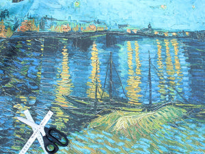 Linen cross back apron Vincent Van Gogh Starry Night Over the Rhône