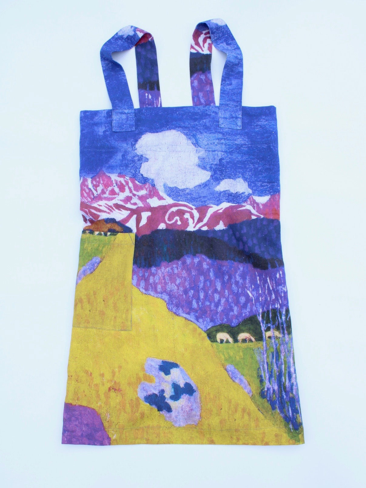 Linen cross back apron Giacometti Spring in the Mountains