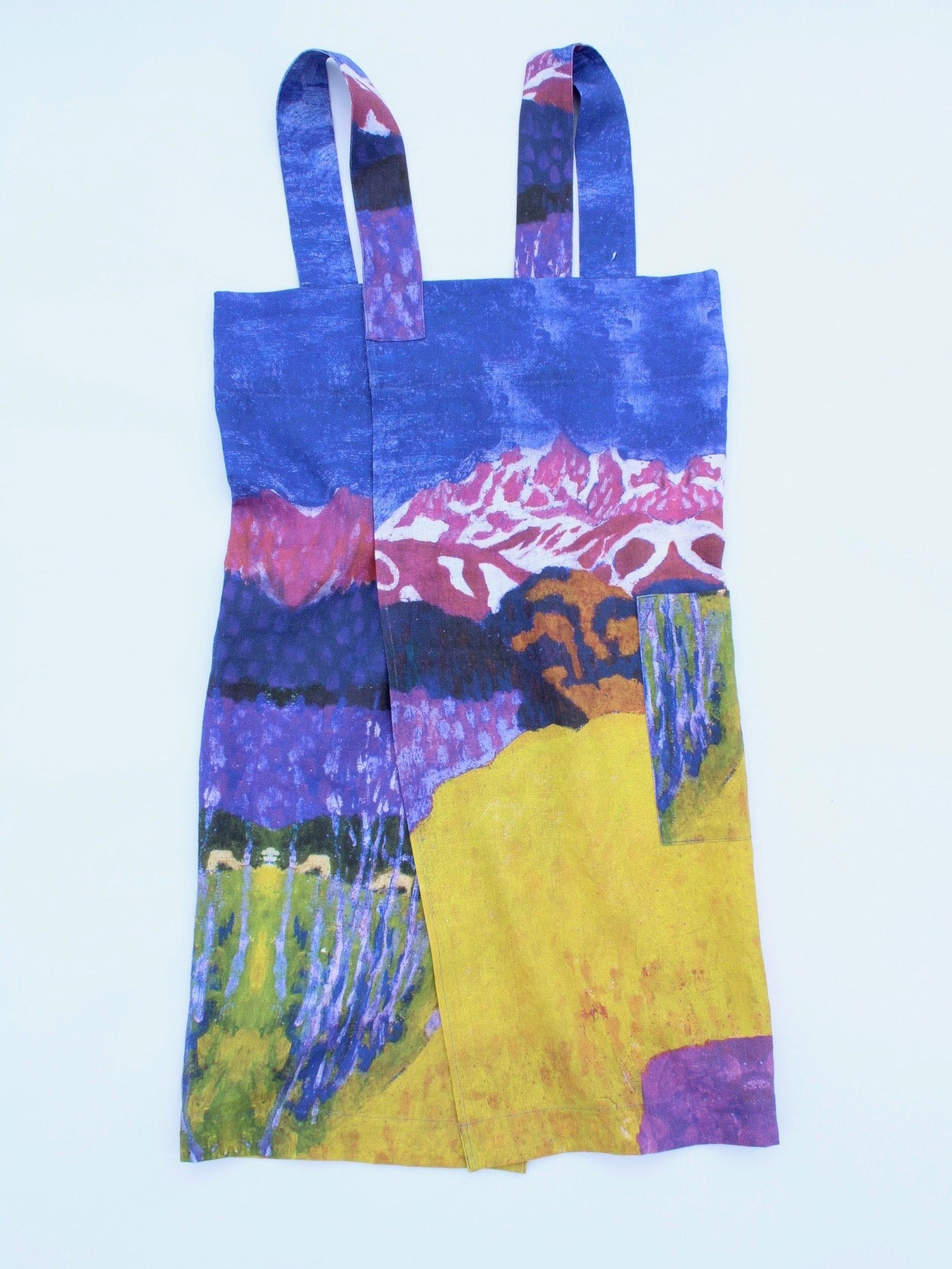 Linen cross back apron Giacometti Spring in the Mountains
