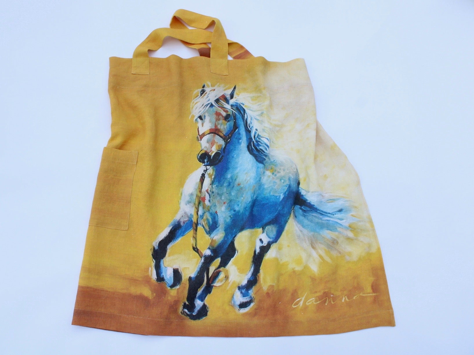 Linen cross back apron 'To Ride The Wind' by Danna Tartaglia