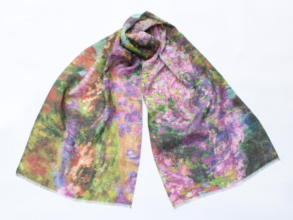 Linen Scarf Claude Monet Garden at Giverny